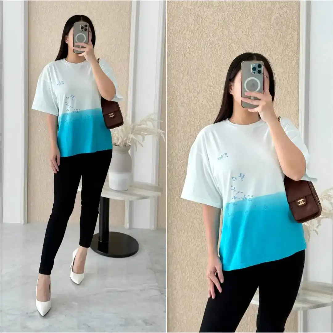 DIOR Dior T-Shirt Ivory Cotton Jersey Small Logo Blue