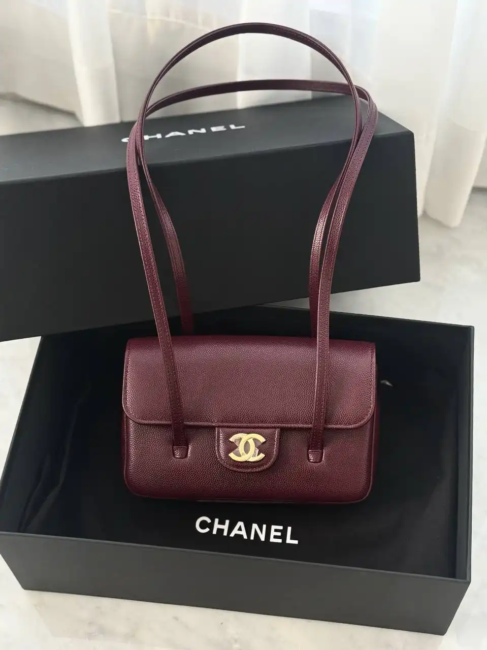 CHANEL Chanel 26 Preppy Coco Mini Burgundy GHW