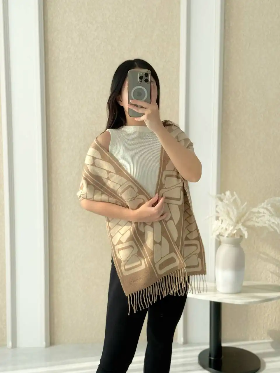 Hermes Clic Cest Noue Scarf Marron Glace / Craie - photo 3