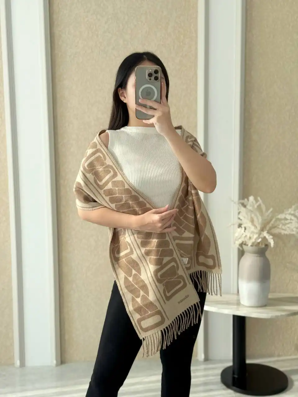 Hermes Clic Cest Noue Scarf Marron Glace / Craie - photo 4