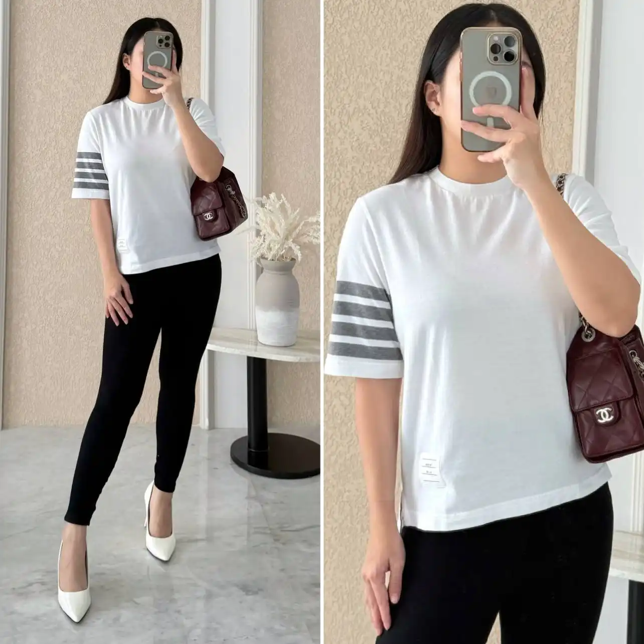 Thom Browne Thom Browne Short Sleeve W/ Engineered 4 Bar In sustainable Jersey White