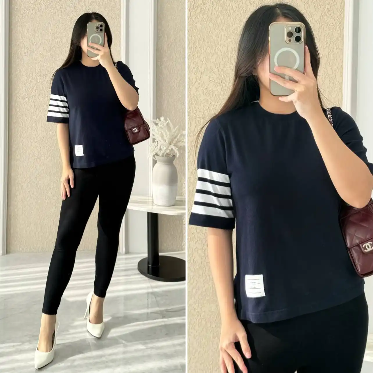 Thom Browne Thom Browne Short Sleeve W/ Engineered 4 Bar In sustainable Jersey Navy