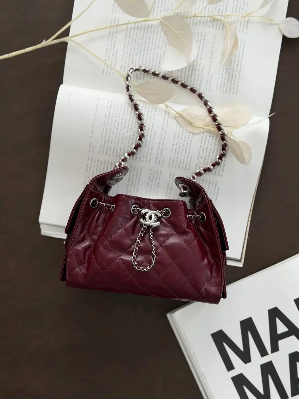 Chanel 25 / C25 Mini Burgundy SHW - photo 1