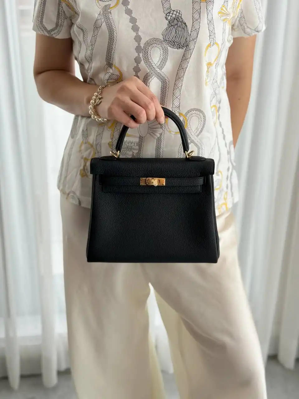 Hermes Kelly 25 / K25 Togo Black GHW - photo 3