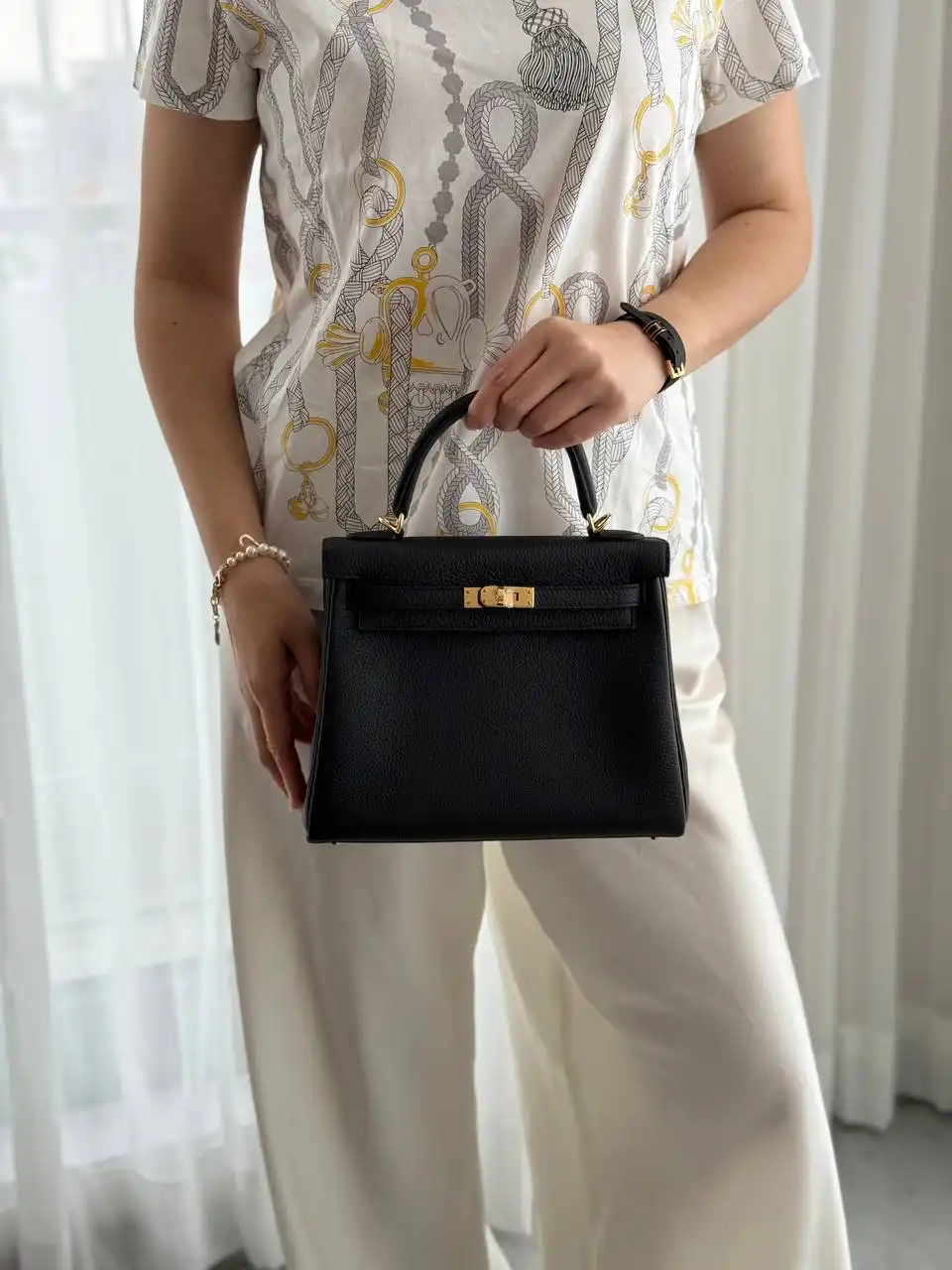 Hermes Kelly 25 / K25 Togo Black GHW - photo 4