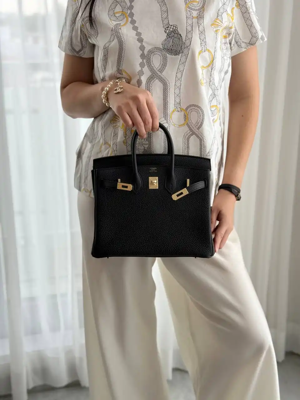 Hermes Kelly 25 / K25 Togo Black GHW - photo 5