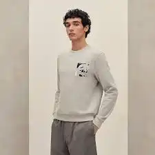 Hermes Sweat Col Rond Patch Soie Ex Libris Mastic - photo 4