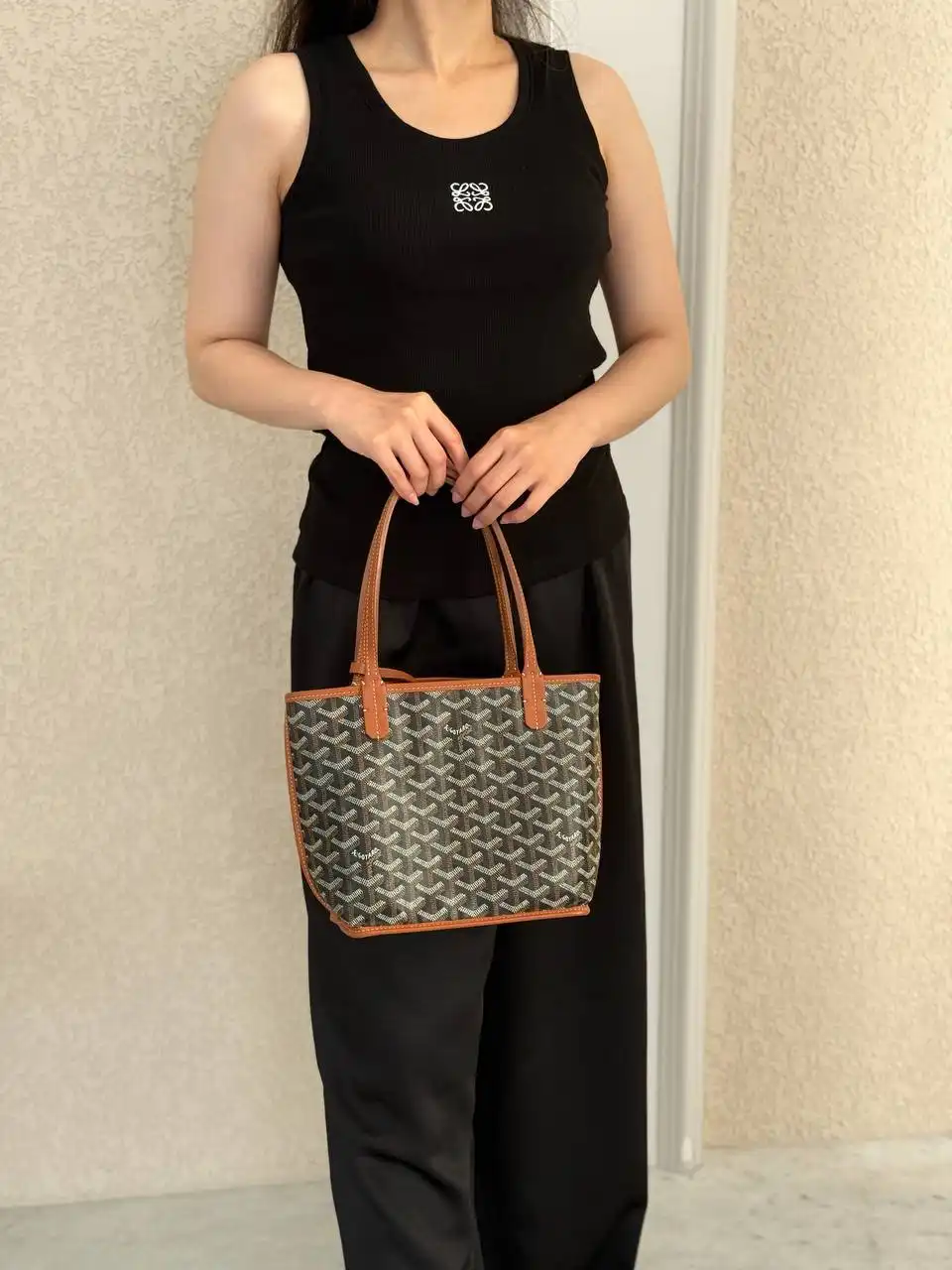 Preloved Goyard Mini Anjou Bag Black tan - photo 4