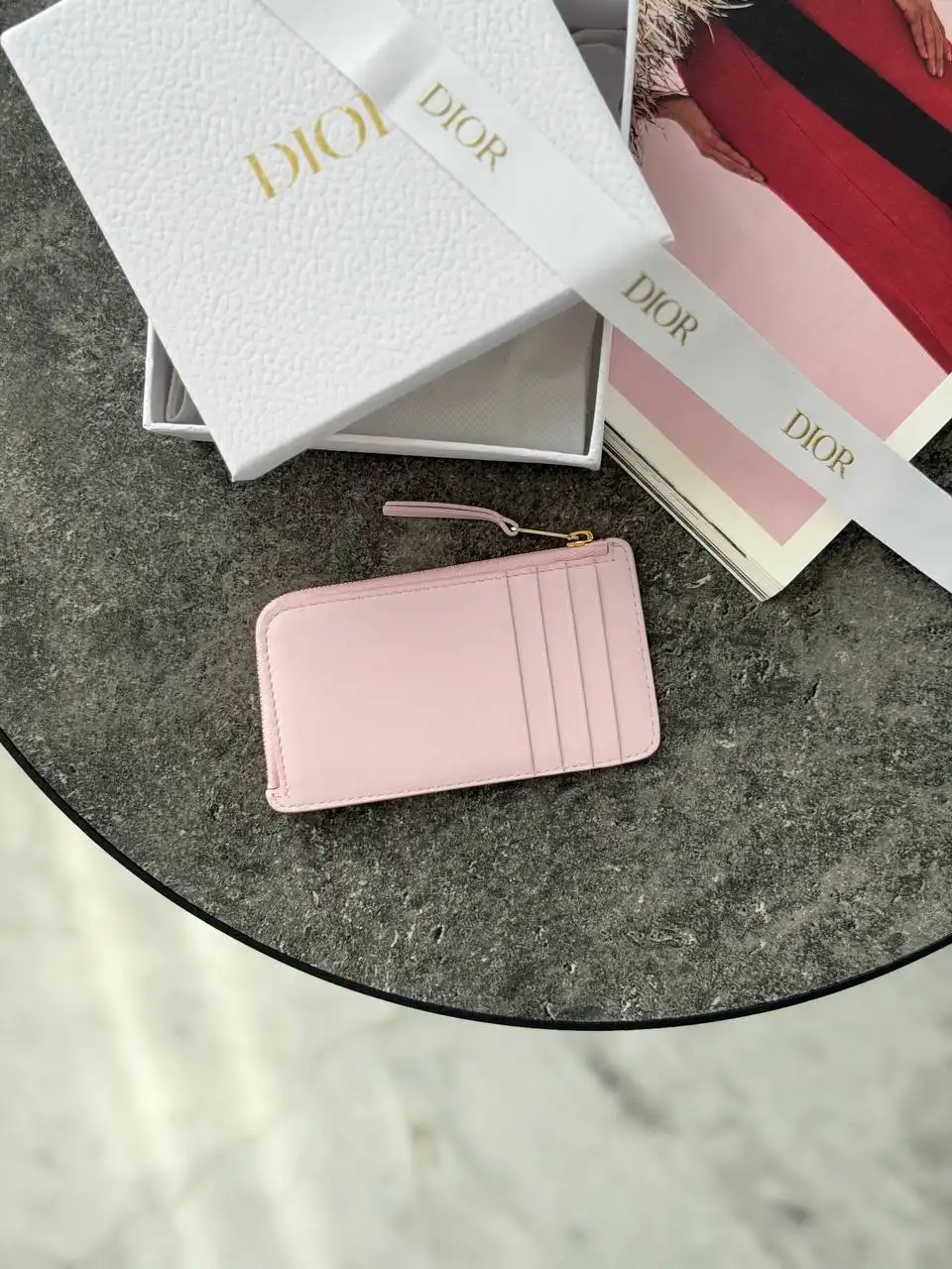 DIOR Dior Salon Cosmos Zip Card Holder Pink
