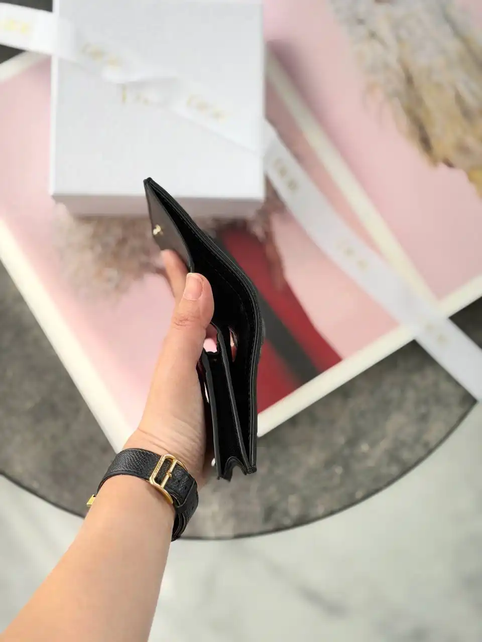 DIOR Lady Dior Gardenia Wallet Mini Leather Black - photo 3