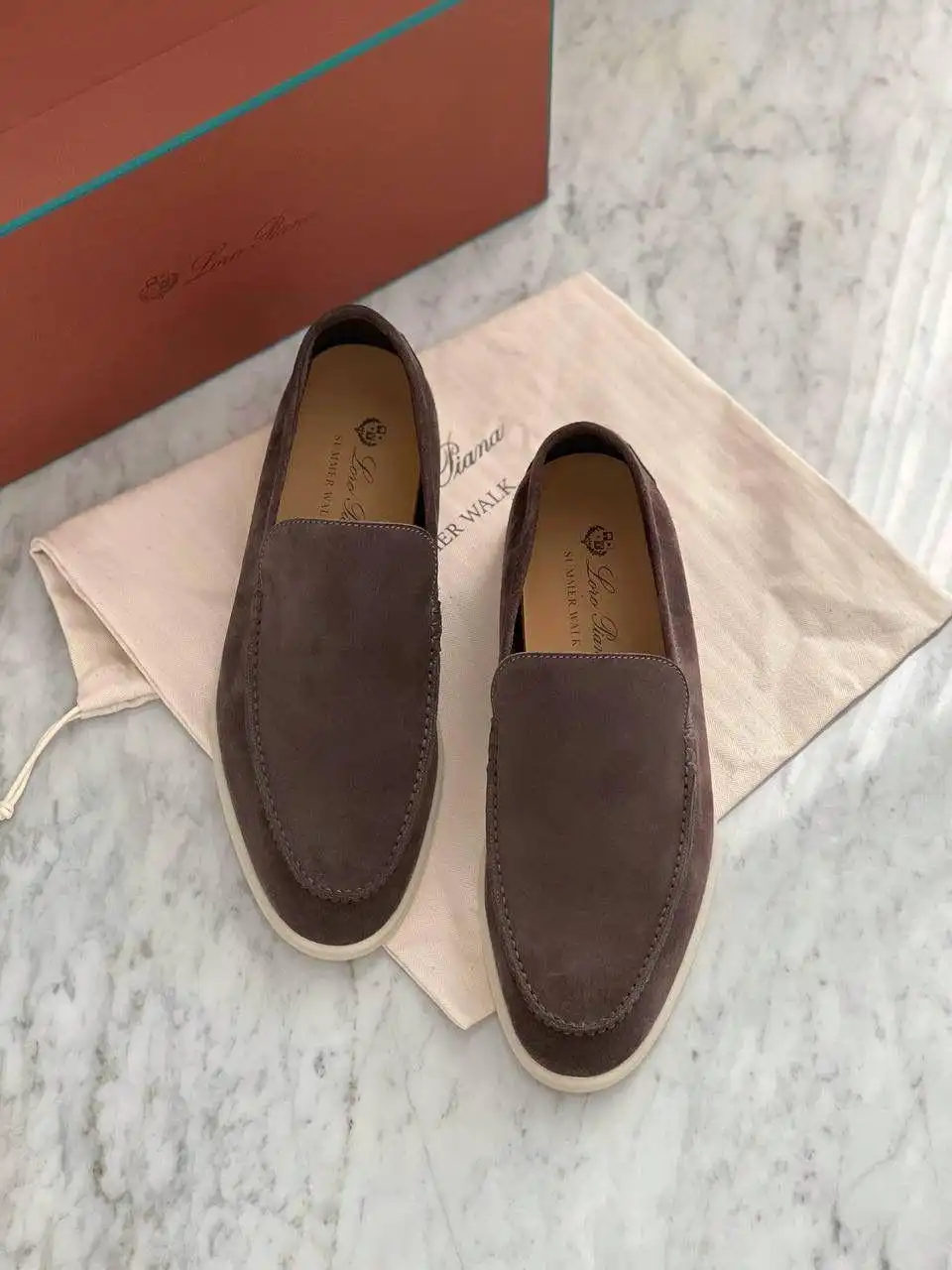 Loro Piana Loro Piana Summer Walk Loafers Suede Classic Warm Grey Men
