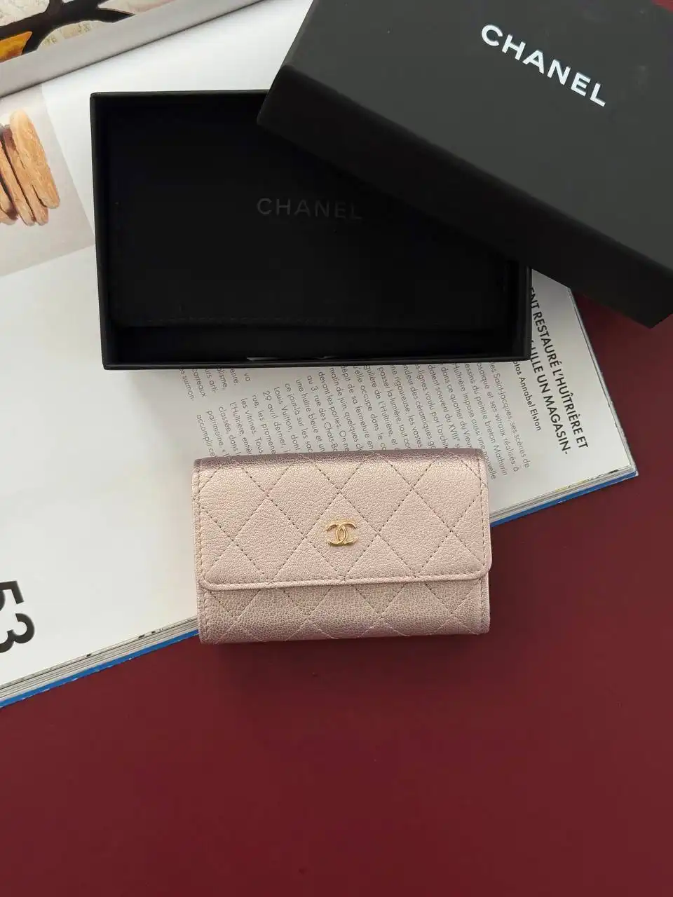 CHANEL Chanel Classic Flap Card Wallet Rose Gold GHW