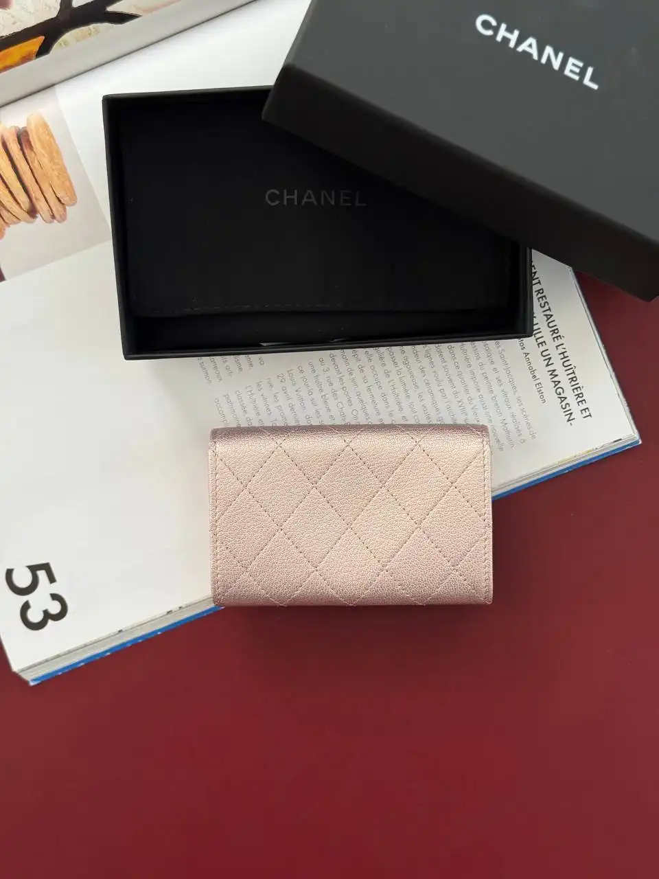 CHANEL Chanel Classic Flap Card Wallet Rose Gold GHW