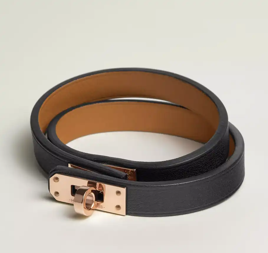 Hermes Mini KDT Kelly Double Tour Bracelet Black RGHW - photo 3