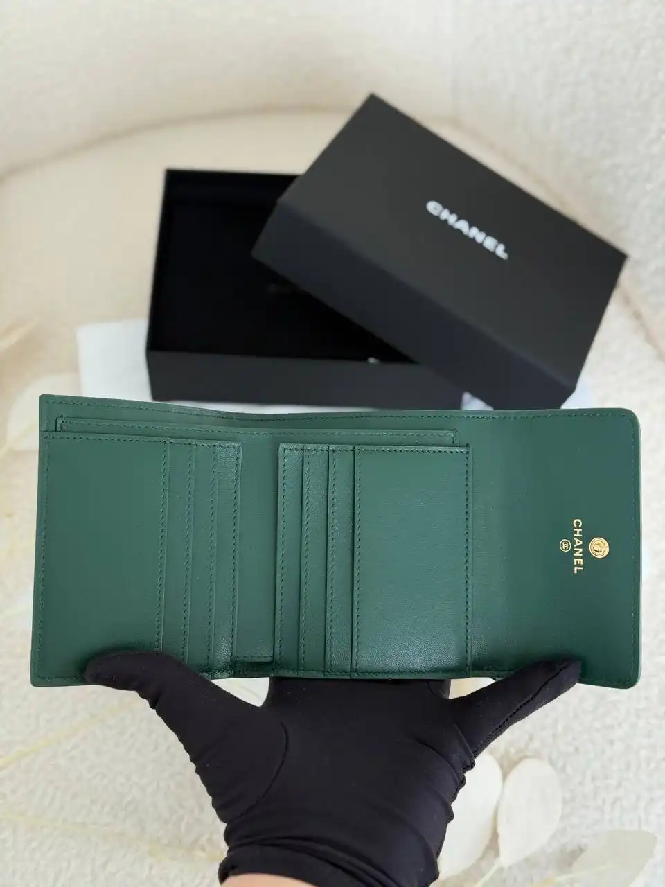 Chanel Small Wallet Trifold Croco Green Emerald GHW - photo 3