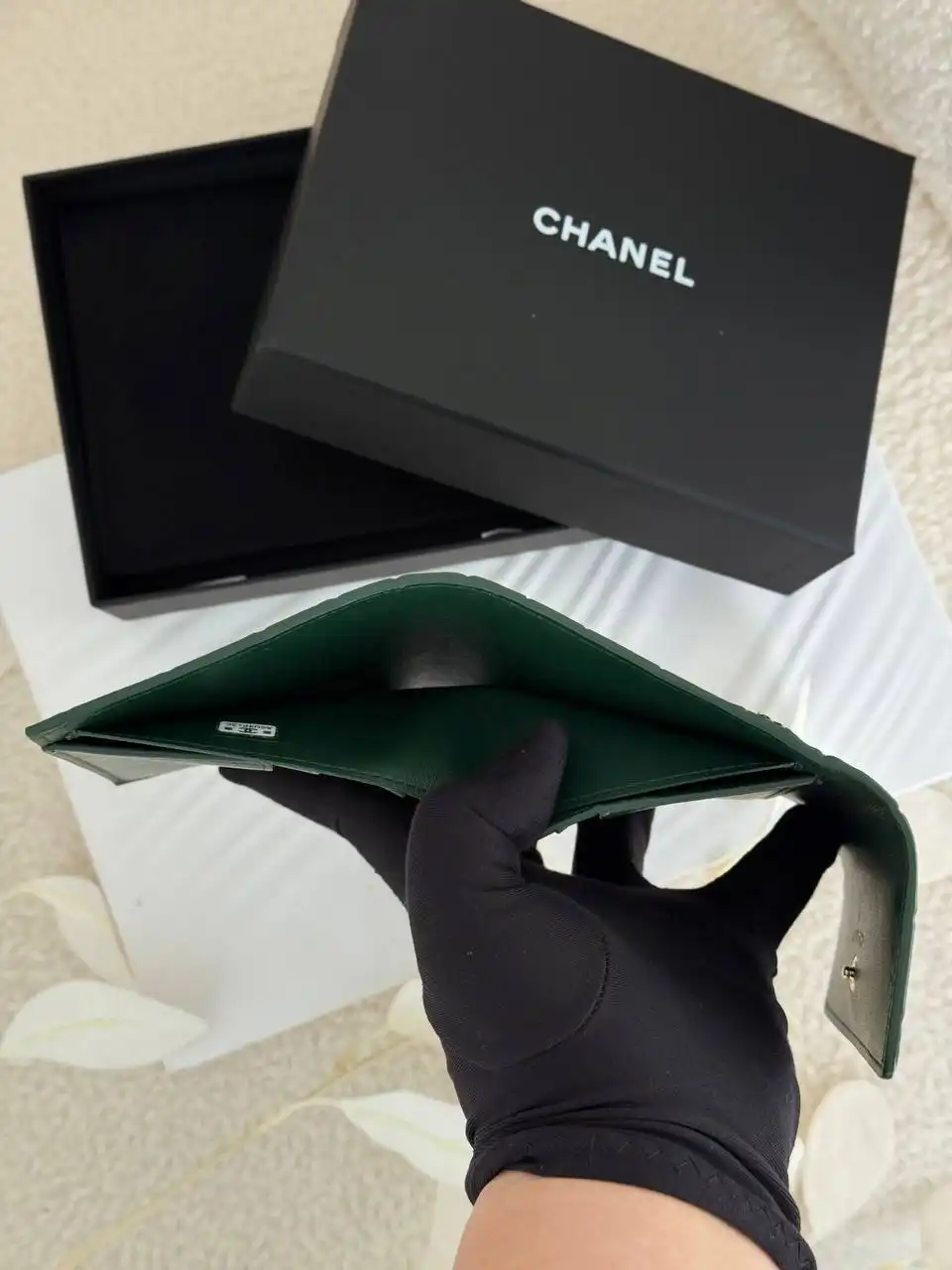 Chanel Small Wallet Trifold Croco Green Emerald GHW - photo 4