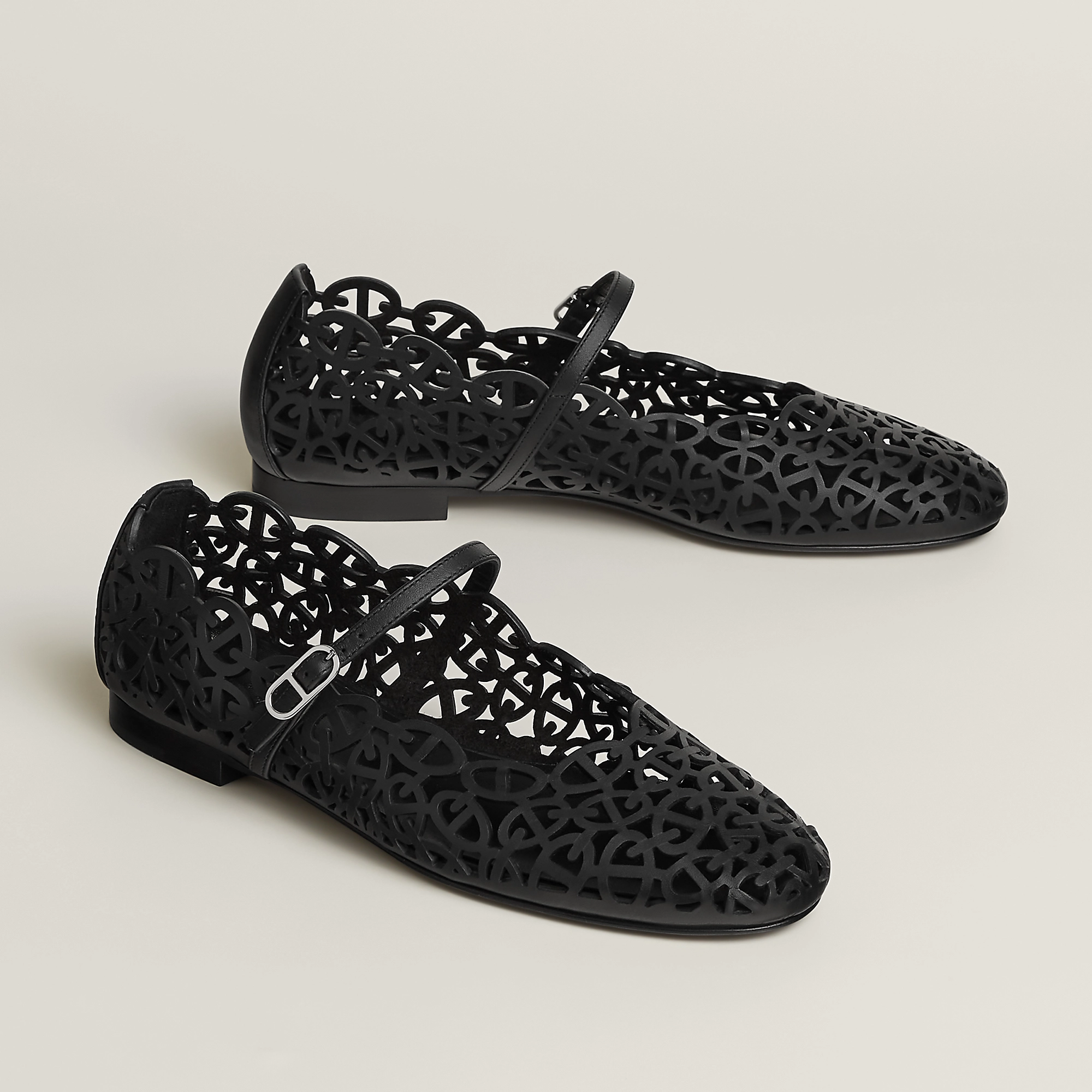 Hermes Meli Ballet Flat Leather Noir Black - photo 4