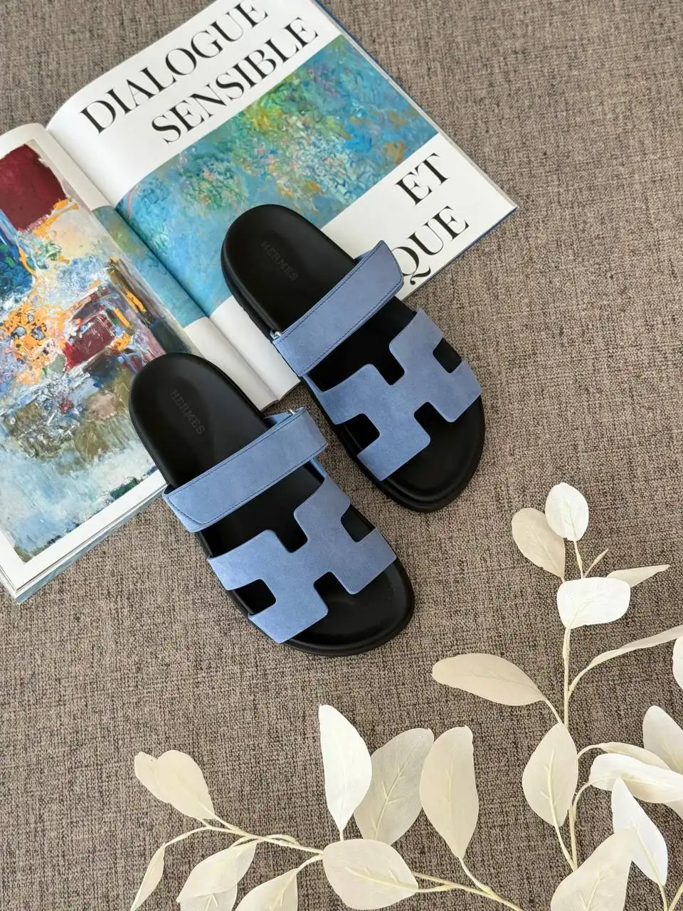 Hermes Hermes Chypre Sandal Suede Bleu Jeans