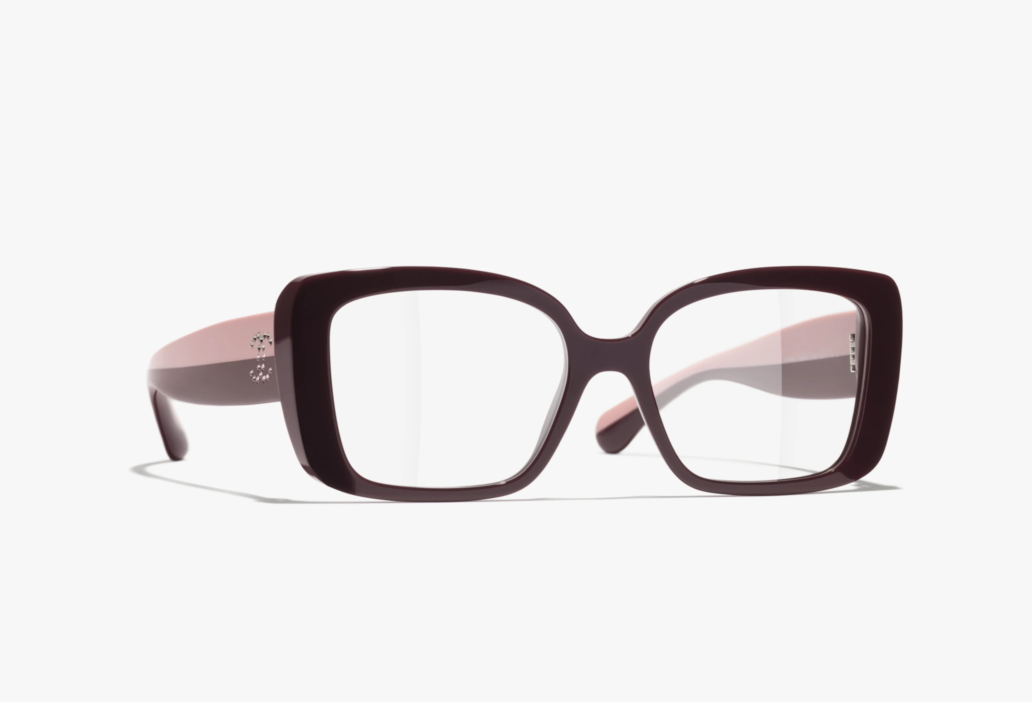 Chanel Square Eyeglasses Frame Acetate Burgundy With Clear Lenses - photo 3