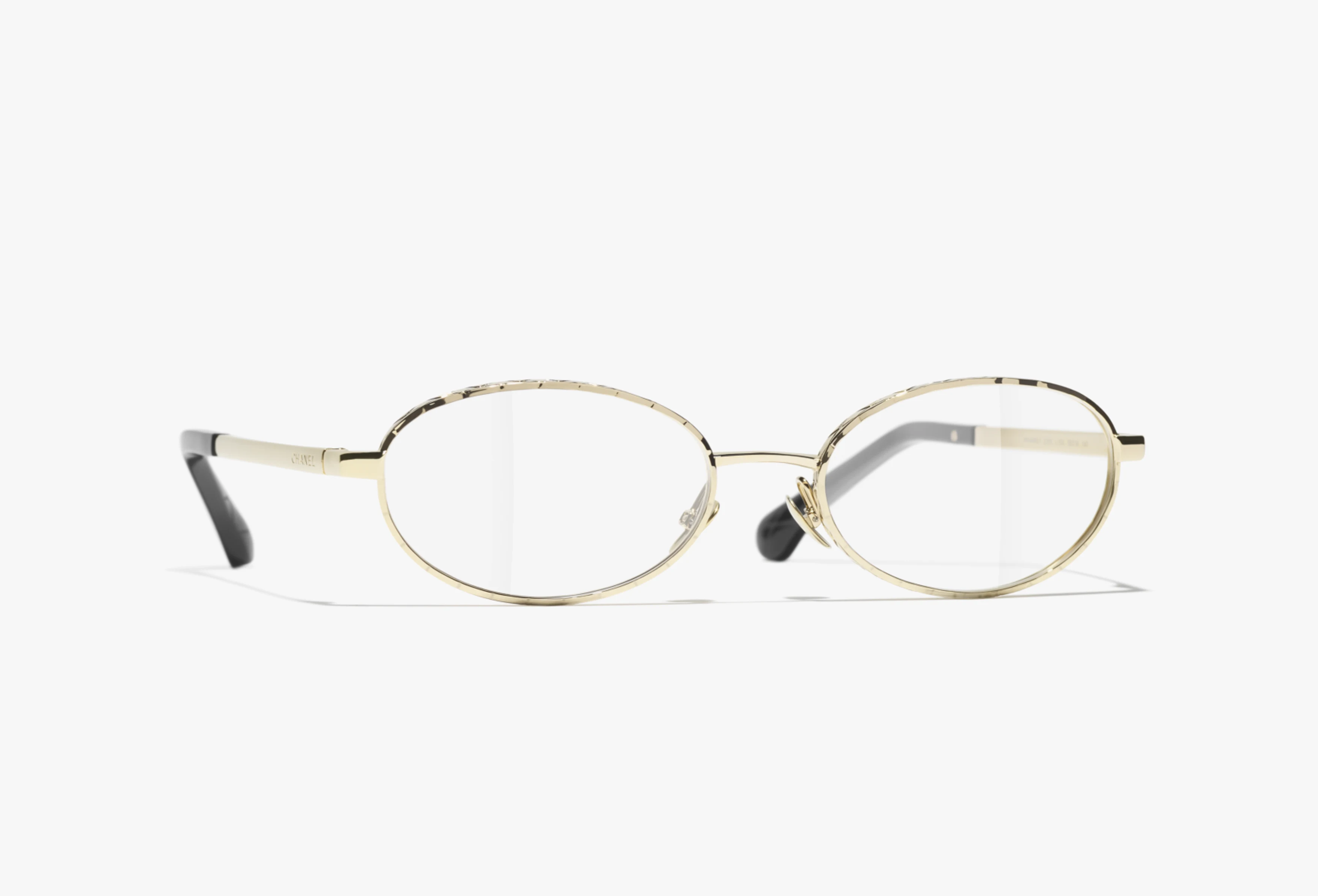 Chanel Oval Eyeglasses Frame Metal Light Gold With Clear Lenses - photo 3