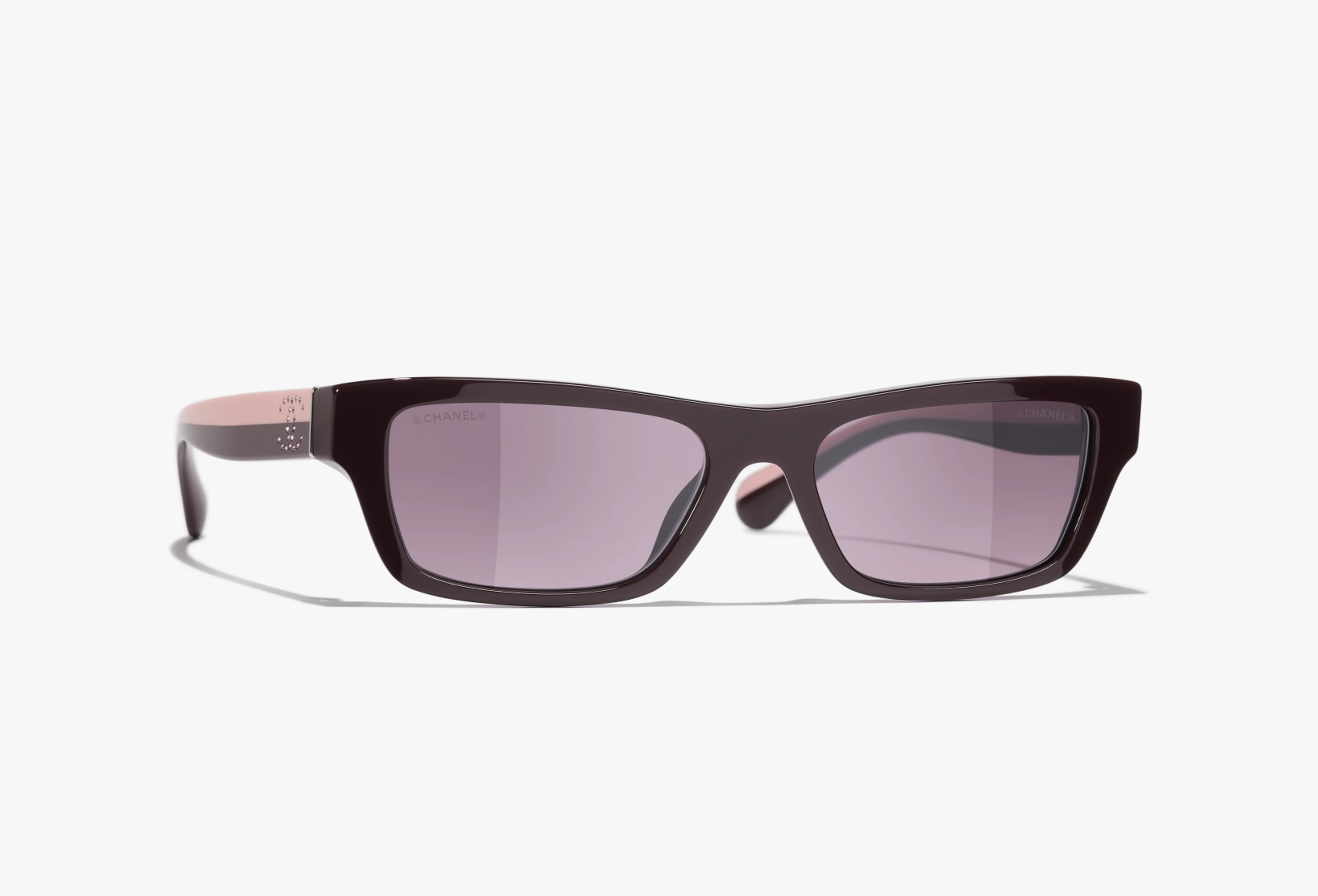 Chanel Rectangle Sunglasses Frame Acetate Burgundy With Burgundy Lenses - photo 3