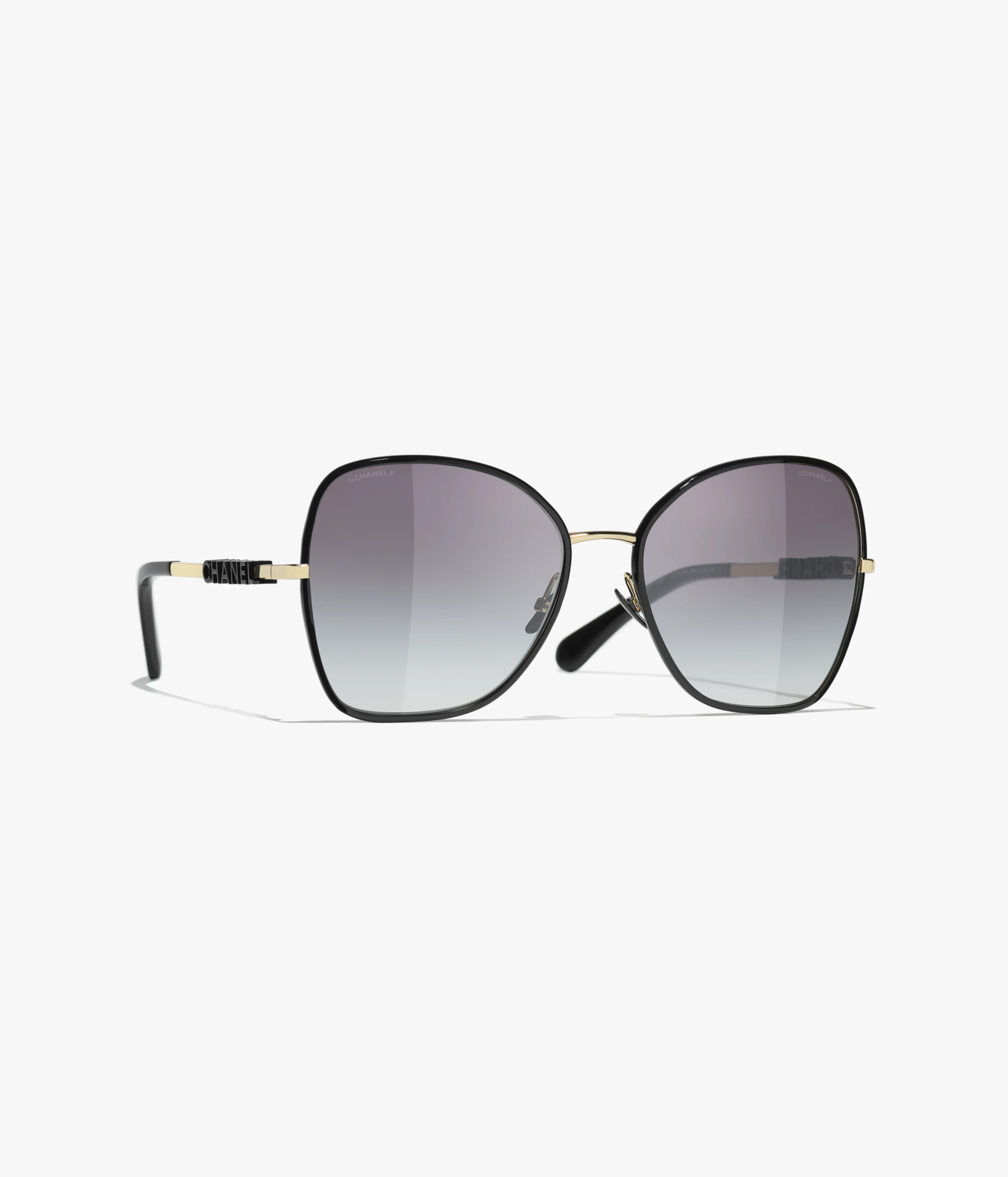 Chanel Butterfly Sunglasses Frame Metal, Gold & Black With Lenses Grey Gradient - photo 4