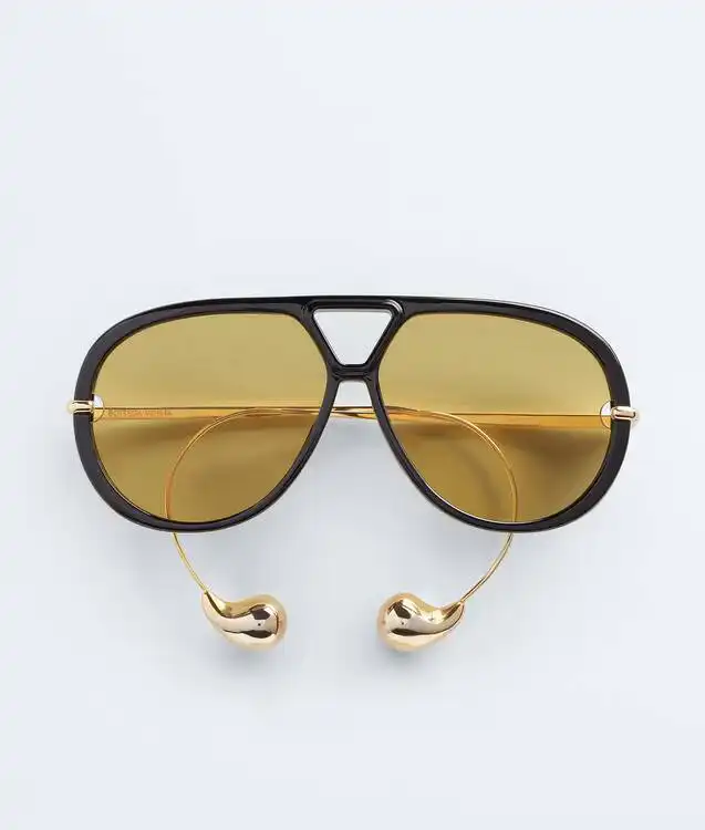 Bottega Veneta Drop Aviator Sunglasses Black / Yellow - photo 3