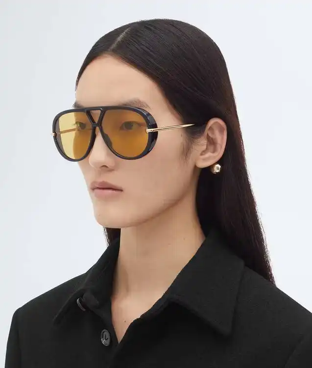 Bottega Veneta Drop Aviator Sunglasses Black / Yellow - photo 5