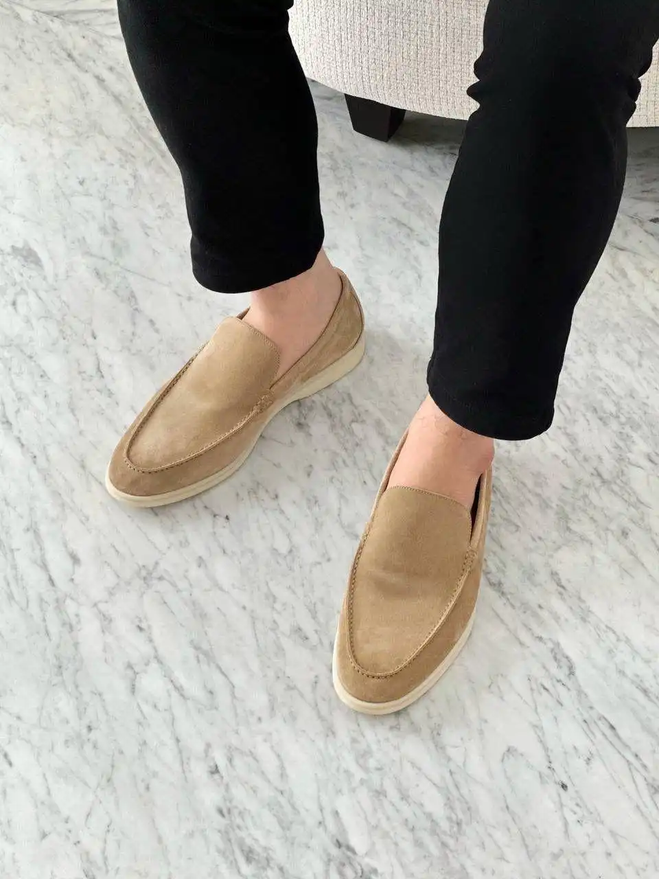 Loro Piana Loro Piana Summer Walk Loafers Suede Classic Light Wood Smoke