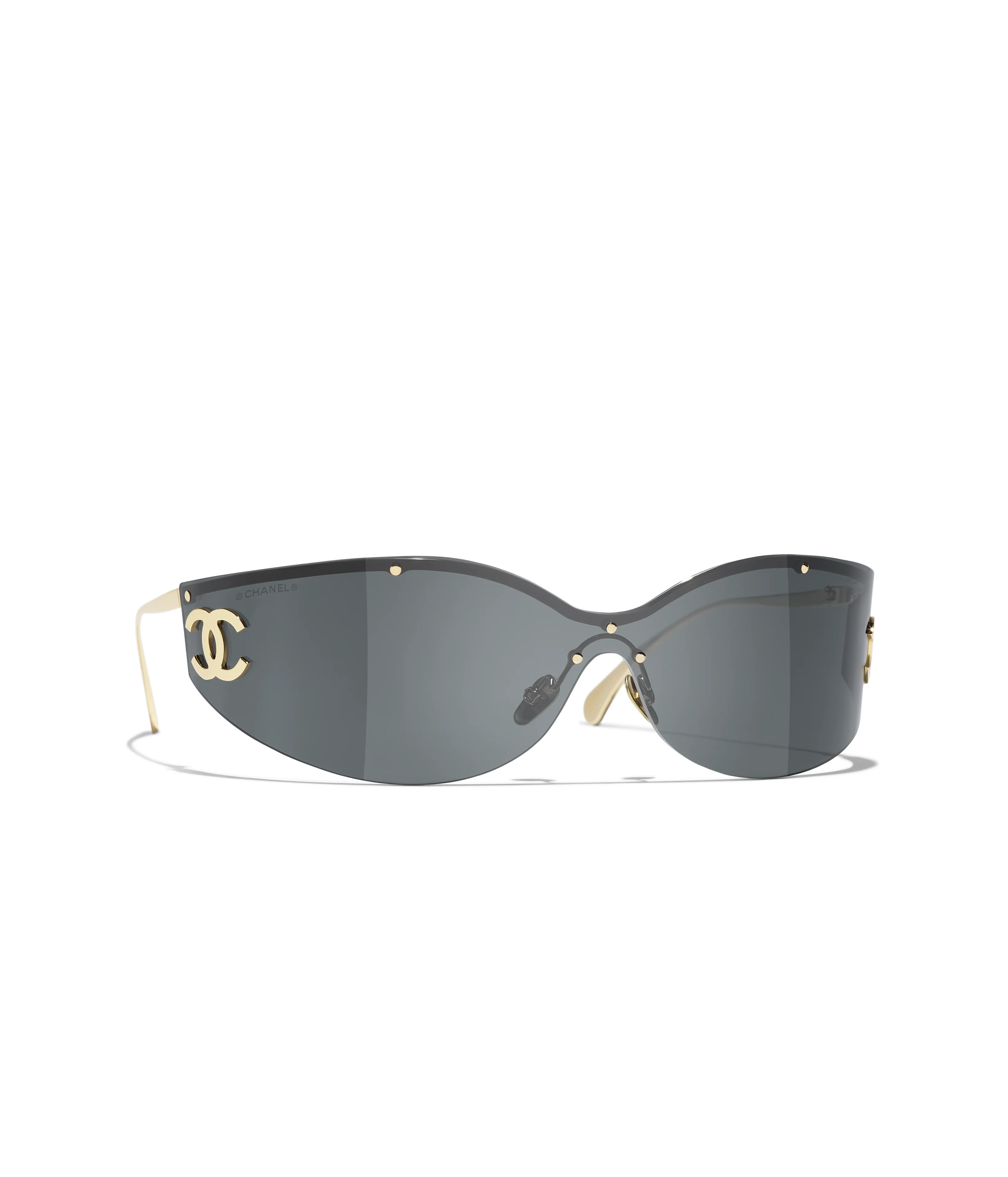 Chanel Shield Sunglasses Frame Metal Gold With Grey Lenses - photo 3