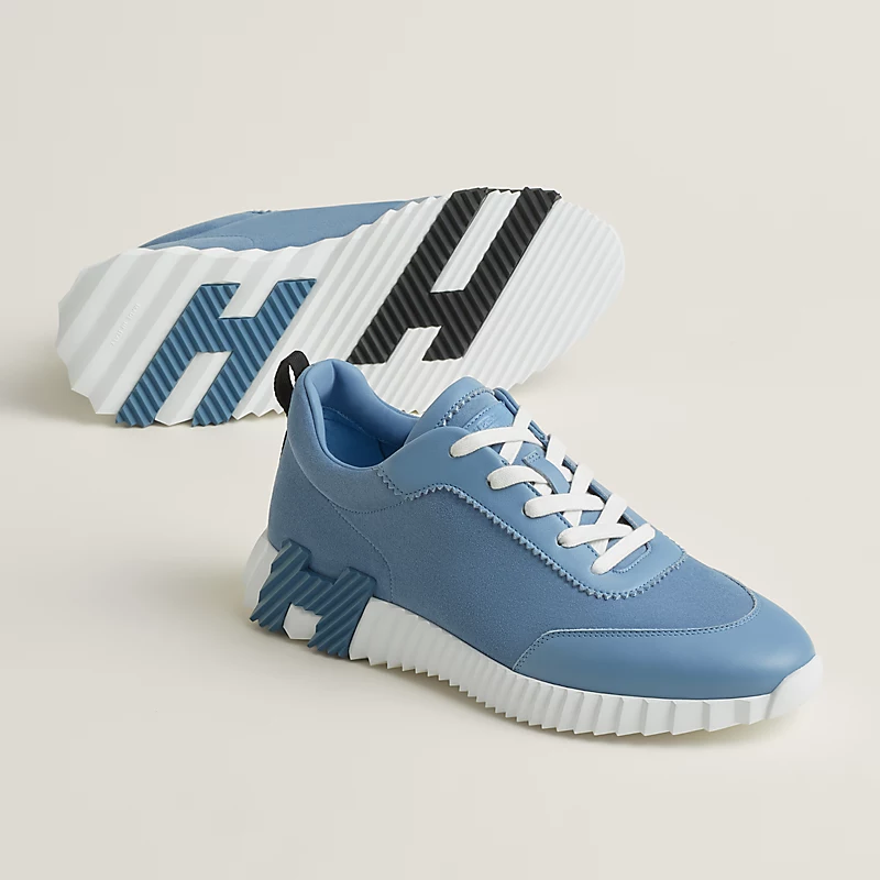 Hermes Bouncing Sneakers Leather Blue Jeans / Bleu Jeans Logo Blue - photo 3