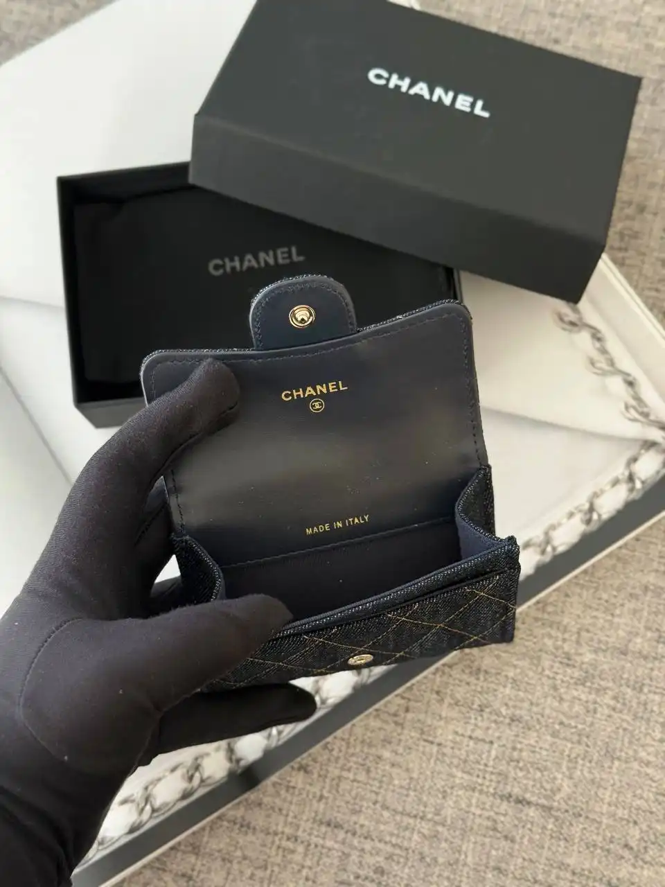 Chanel Classic Flap Card Wallet Denim GHW - photo 3