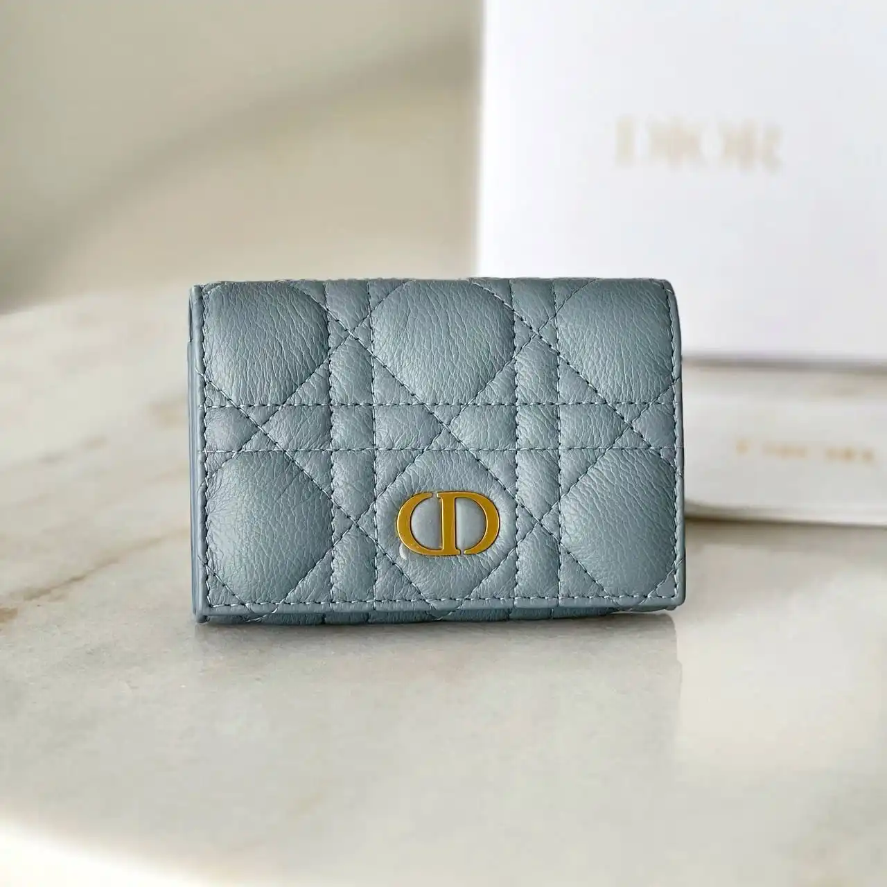 DIOR Caro Glycine Card Wallet Blue | Snowceline Luxuries