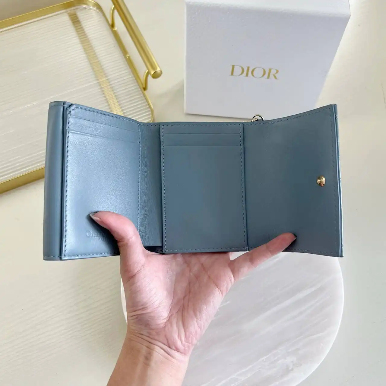 Dior Lady Dior Lotus Wallet Cloud Blue Patent - photo 3