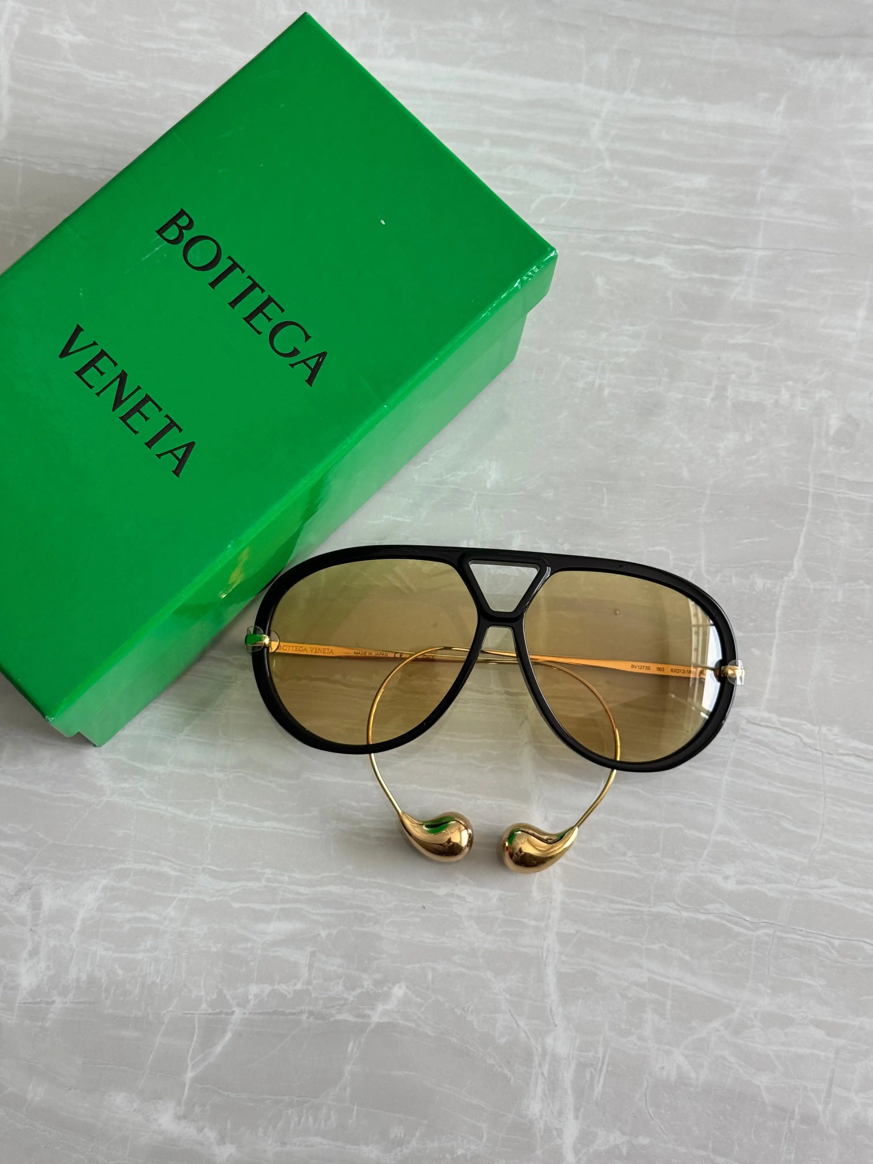 Bottega Veneta Drop Aviator Sunglasses Black / Yellow - photo 4