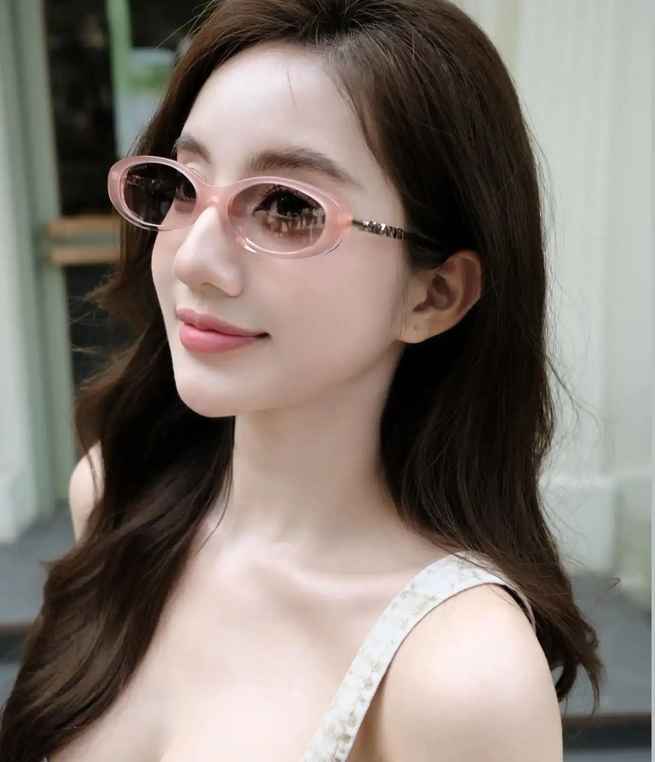 Chanel Oval Sunglasses Frame Acetate & Metal Pink Lenses Beige - photo 3
