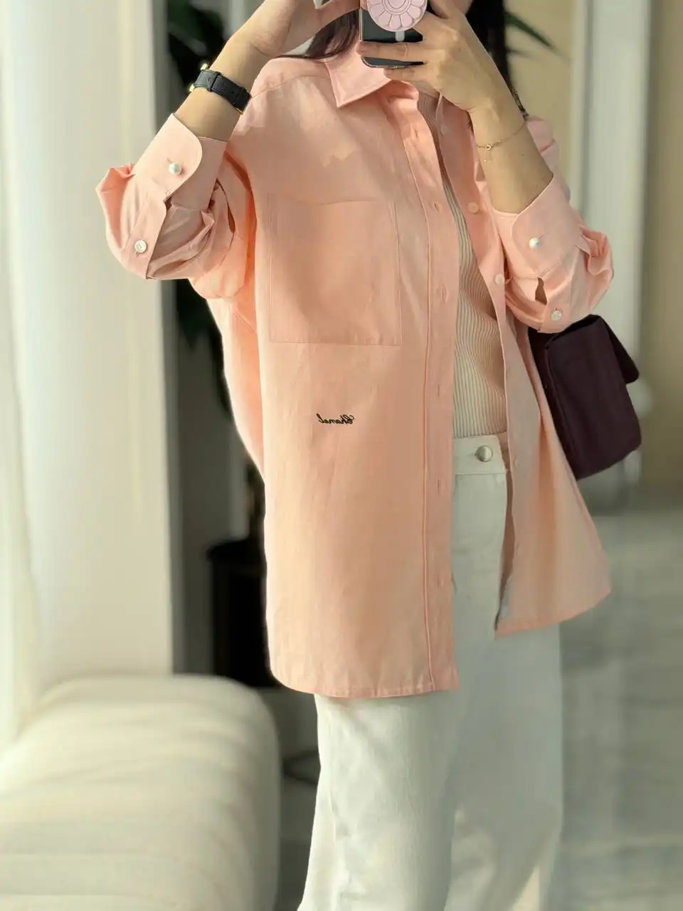 Chanel Long-Sleeved Shirt Cotton Coral - photo 3