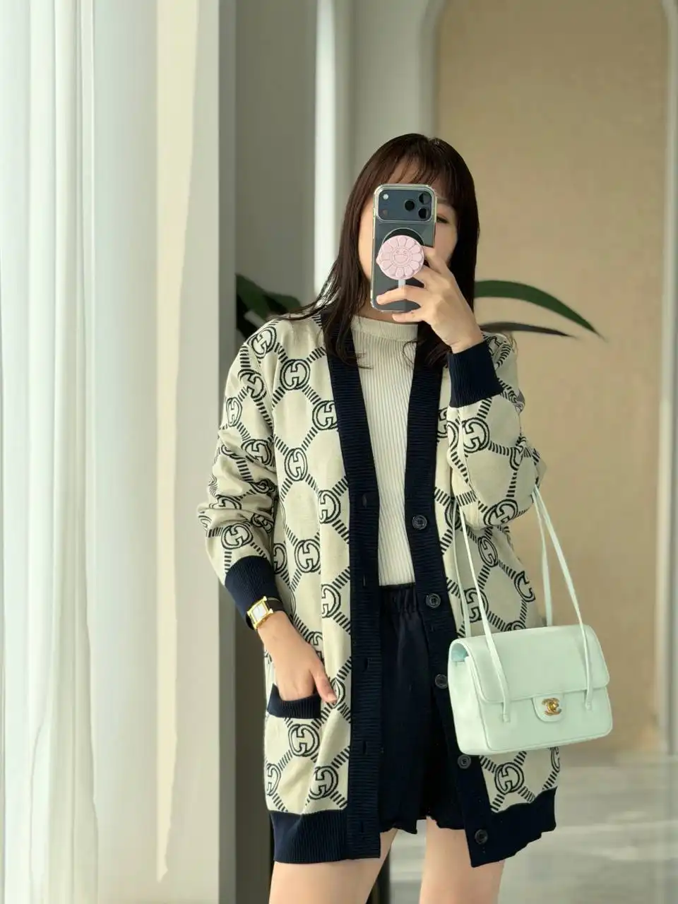 Gucci GG Reversible Wool - Blend Cardigan Navy - photo 3