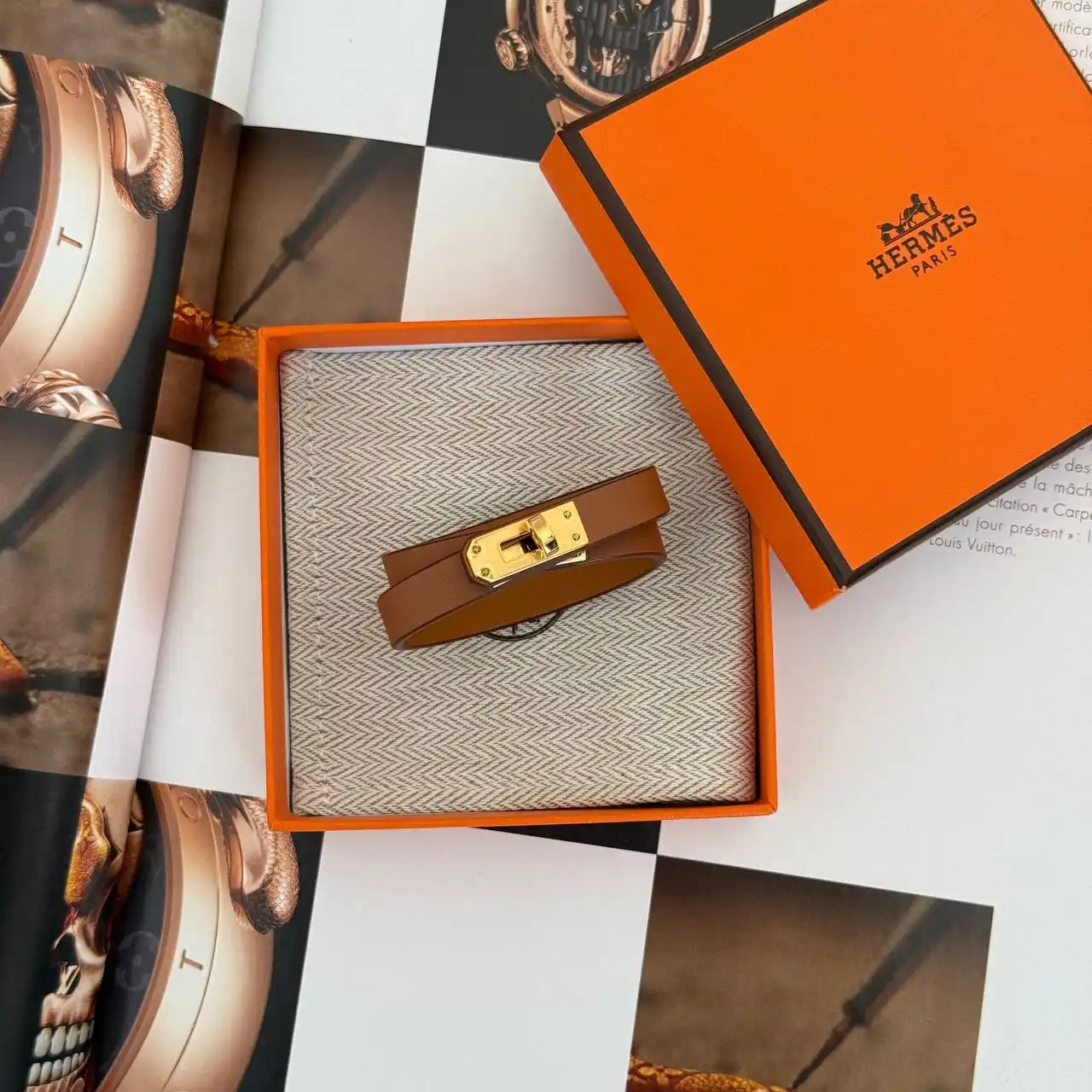 Hermes Hermes Mini KDT Kelly Double Tour Bracelet Gold GHW
