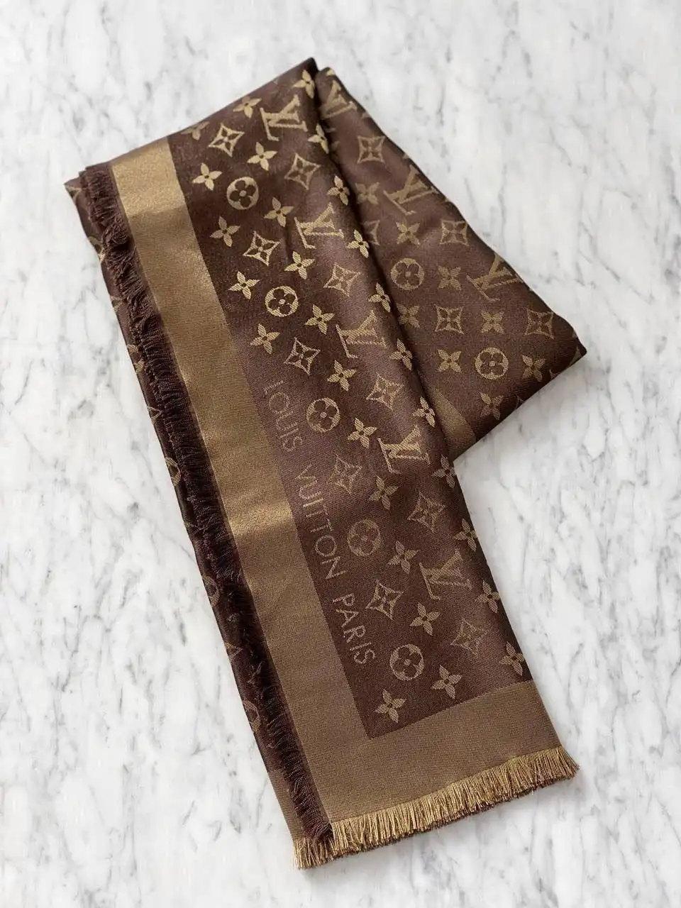 Louis Vuitton LV So Shine Monogram Scarf Marron Brown