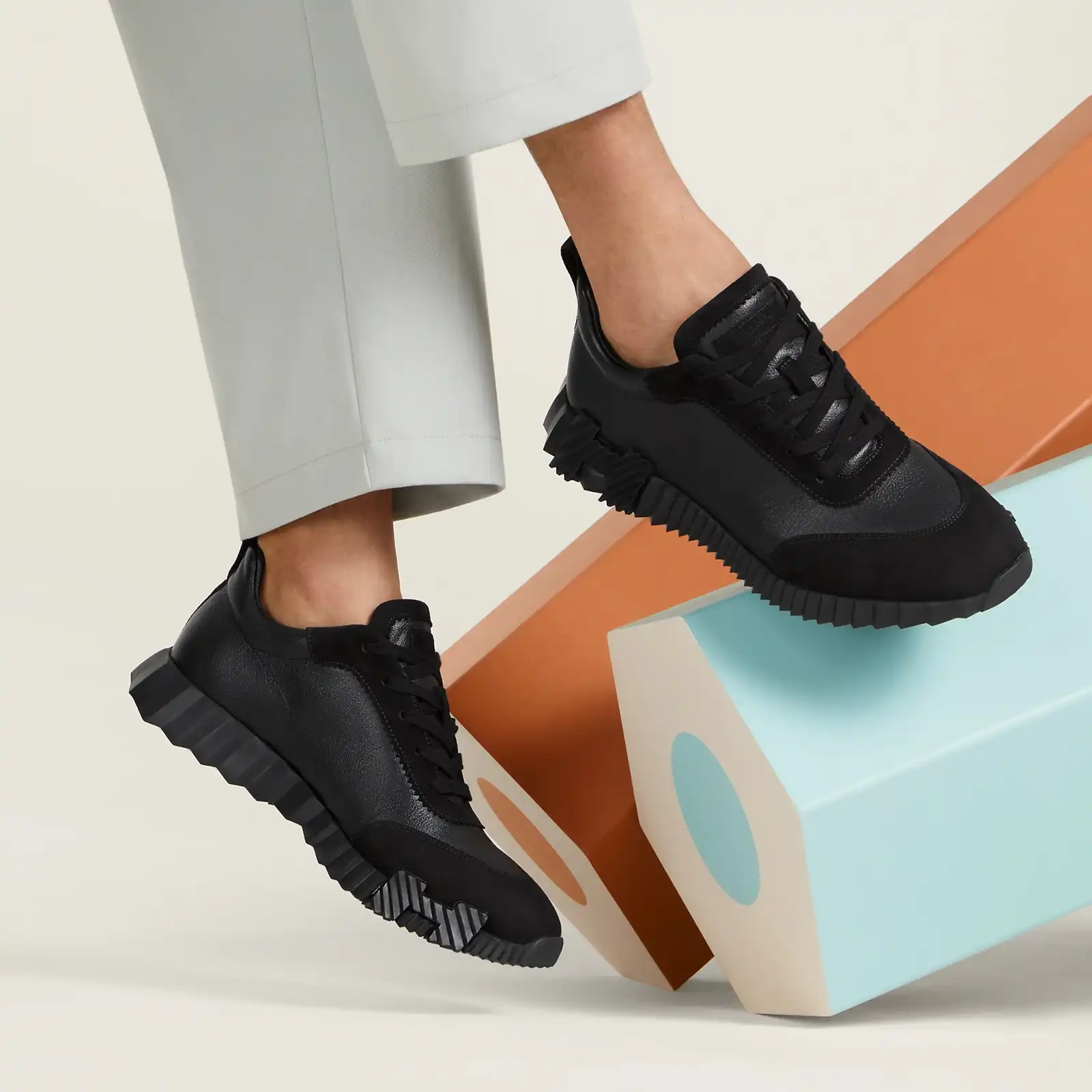 Hermes Bouncing Sneakers Leather Black Logo Black - photo 3