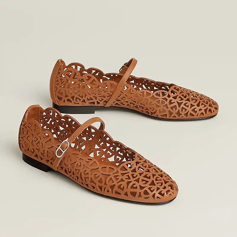 Hermes Meli Ballet Flat Leather Naturel - photo 4