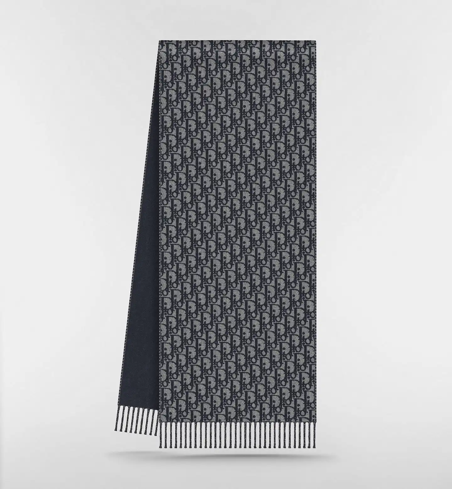 DIOR Dior Scarf Oblique Double-Sided Blue and Grey Reversible