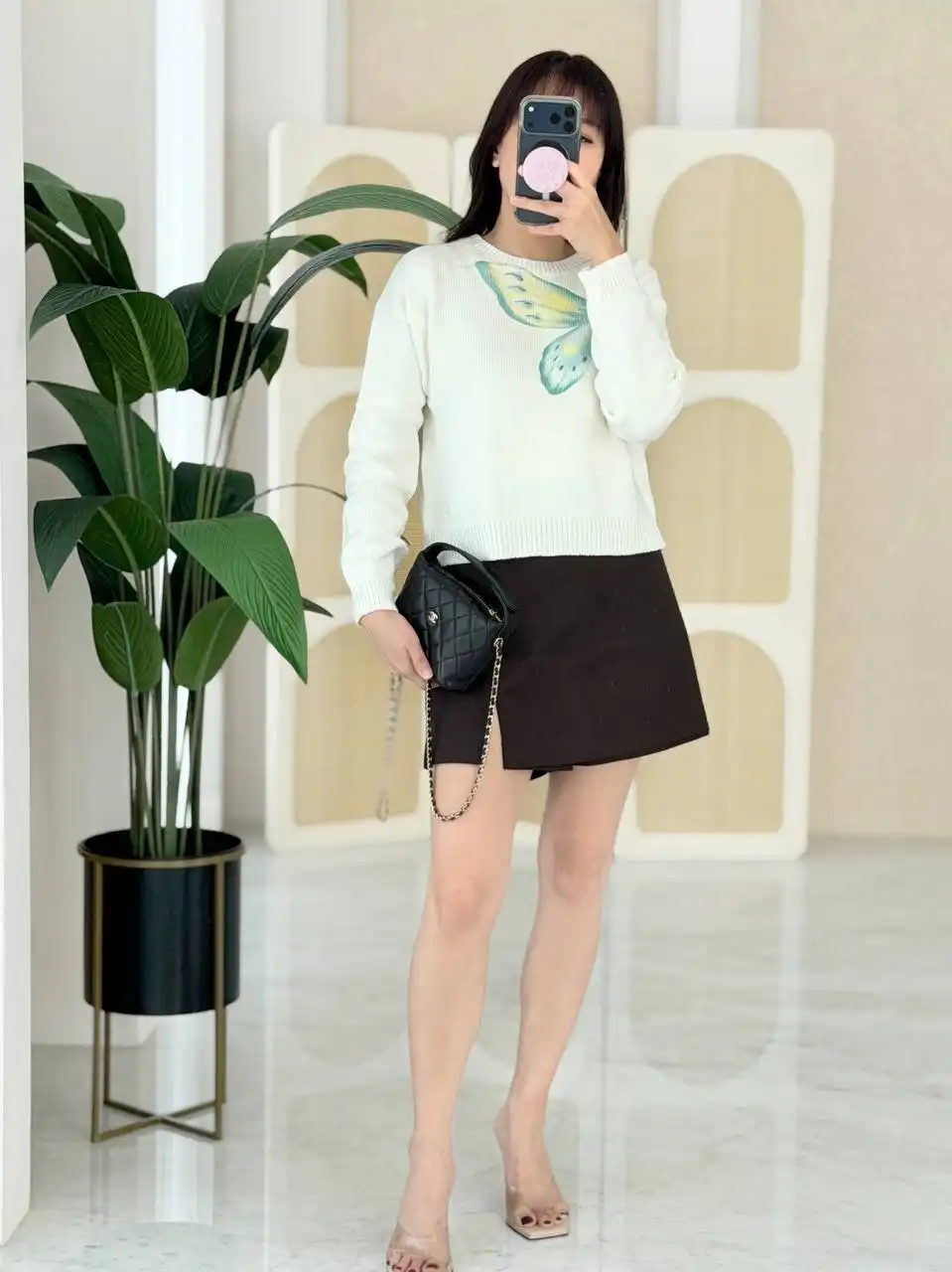 DIOR Dior Sweater Ivory Cotton and Cashmere Knit Butterfly