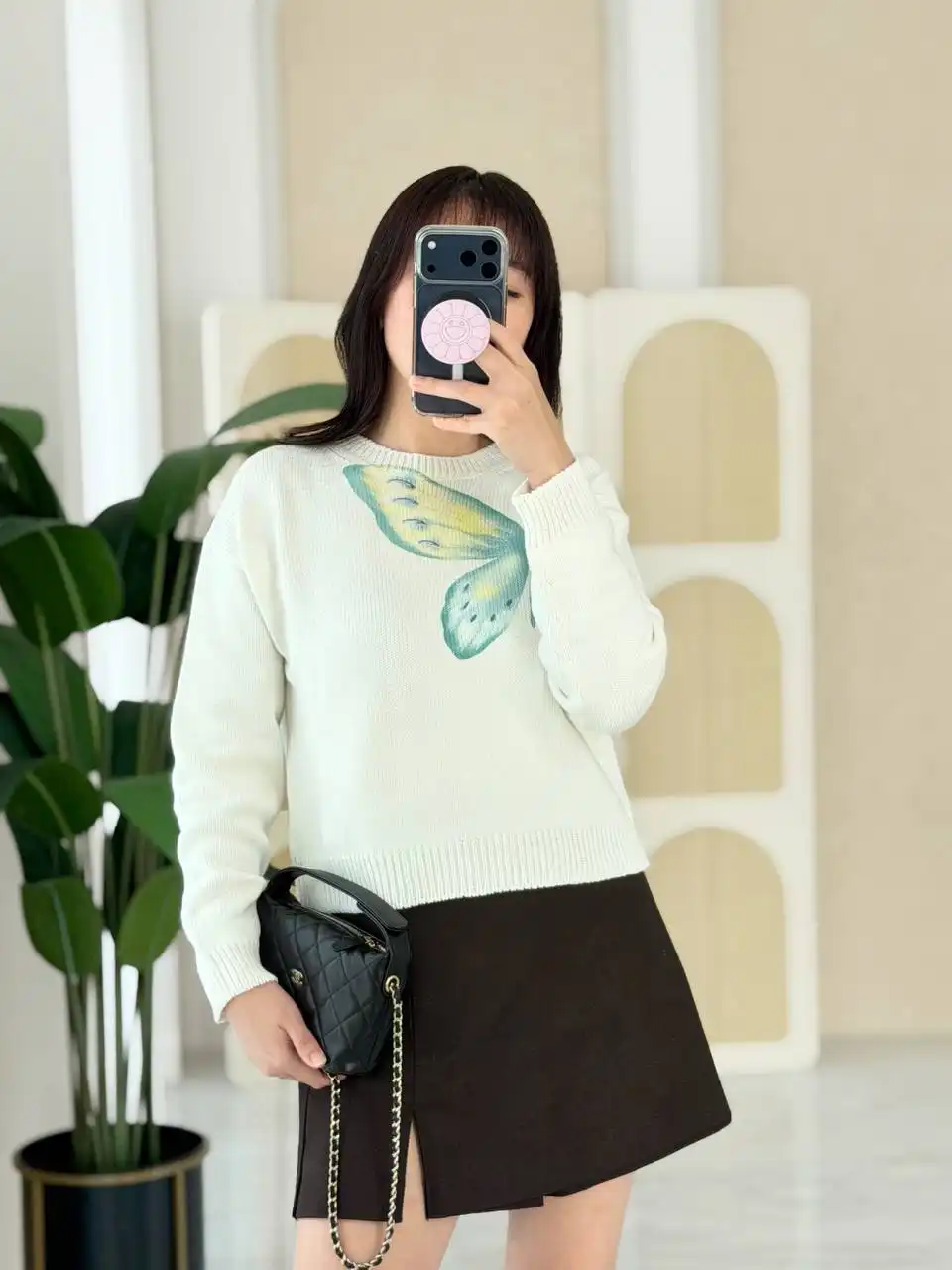 Dior Sweater Ivory Cotton and Cashmere Knit Butterfly - photo 3