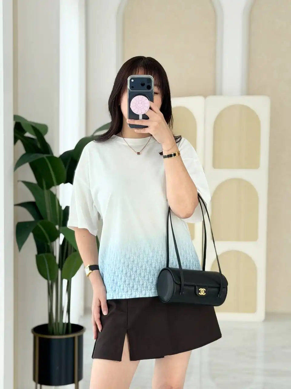 DIOR Tshirt White Gradient Blue Monogram Oblique - photo 3