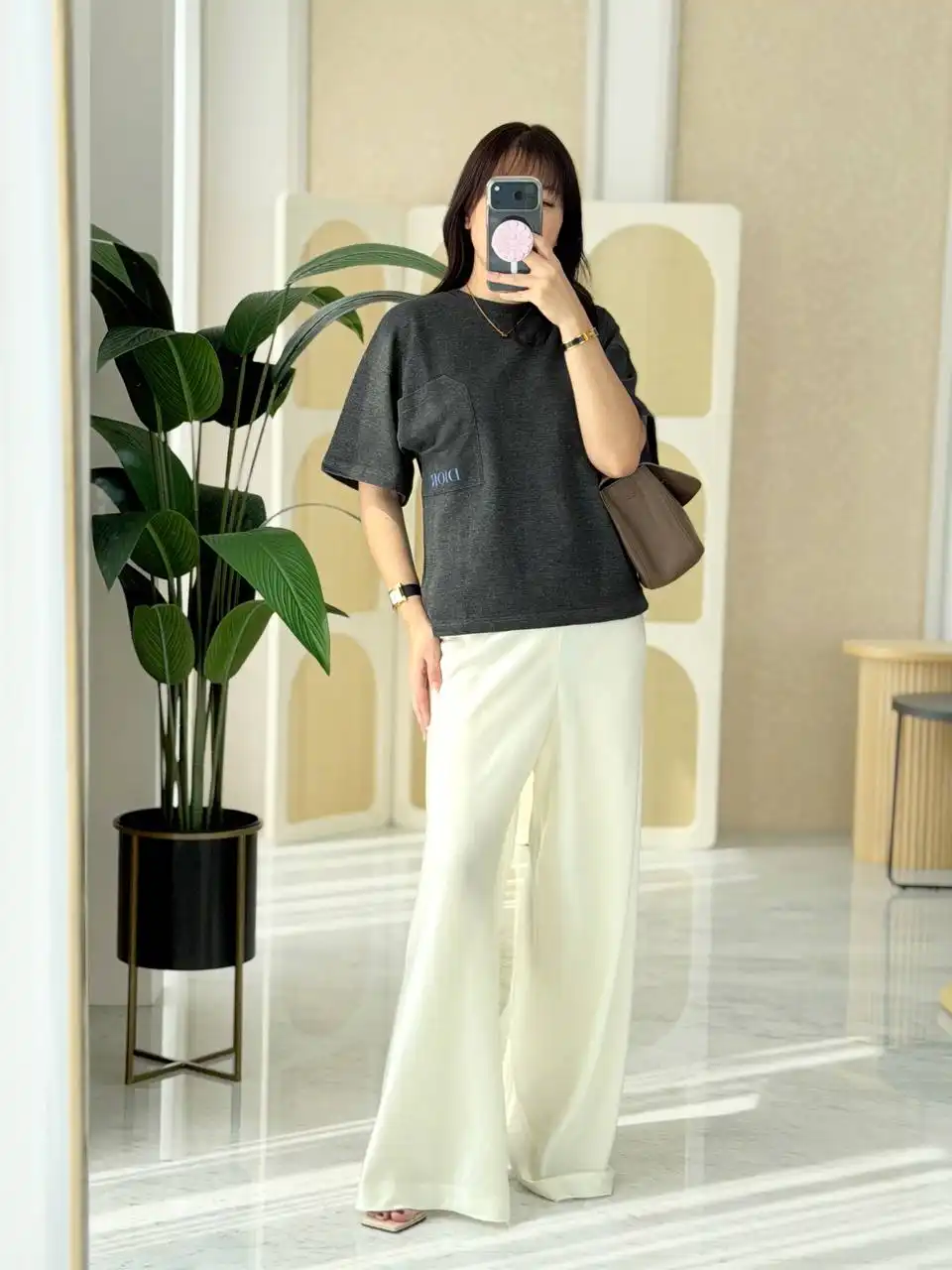 DIOR Tshirt Dark Gray Cotton Jersey With Pocket - photo 2