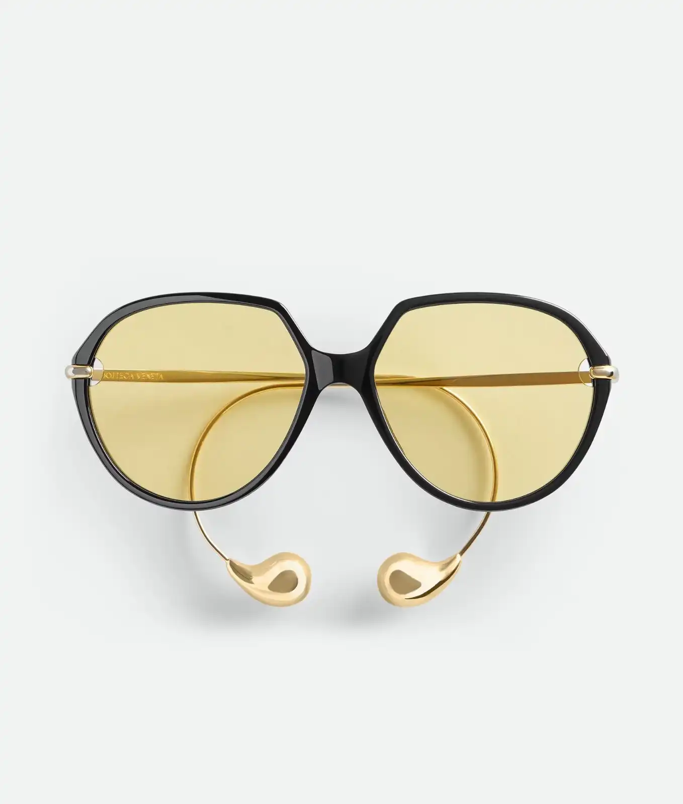 Bottega Veneta Squared Drop Aviator Sunglasses Black / Yellow - photo 4