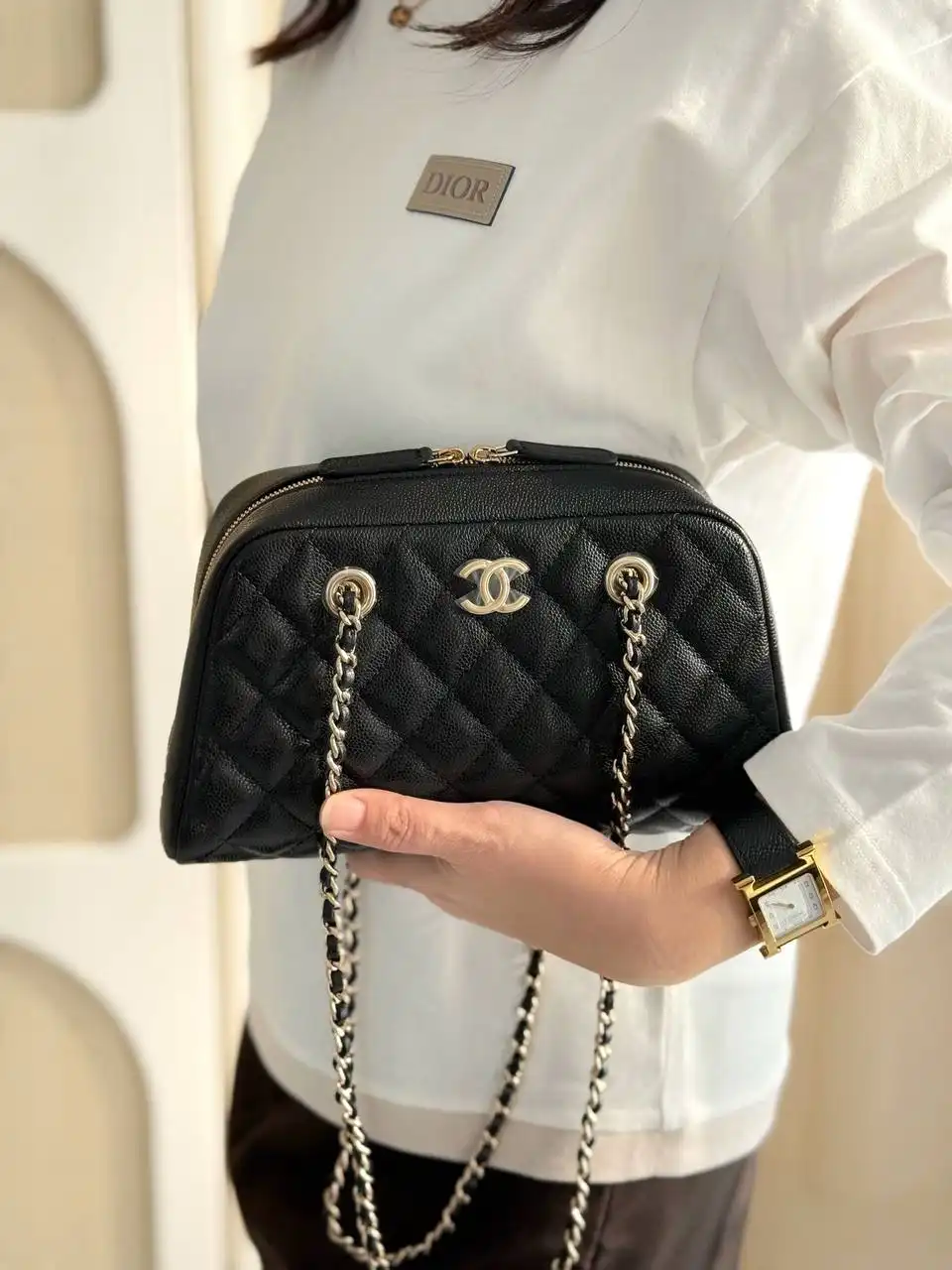 Chanel Bowling Small Black GHW - photo 7