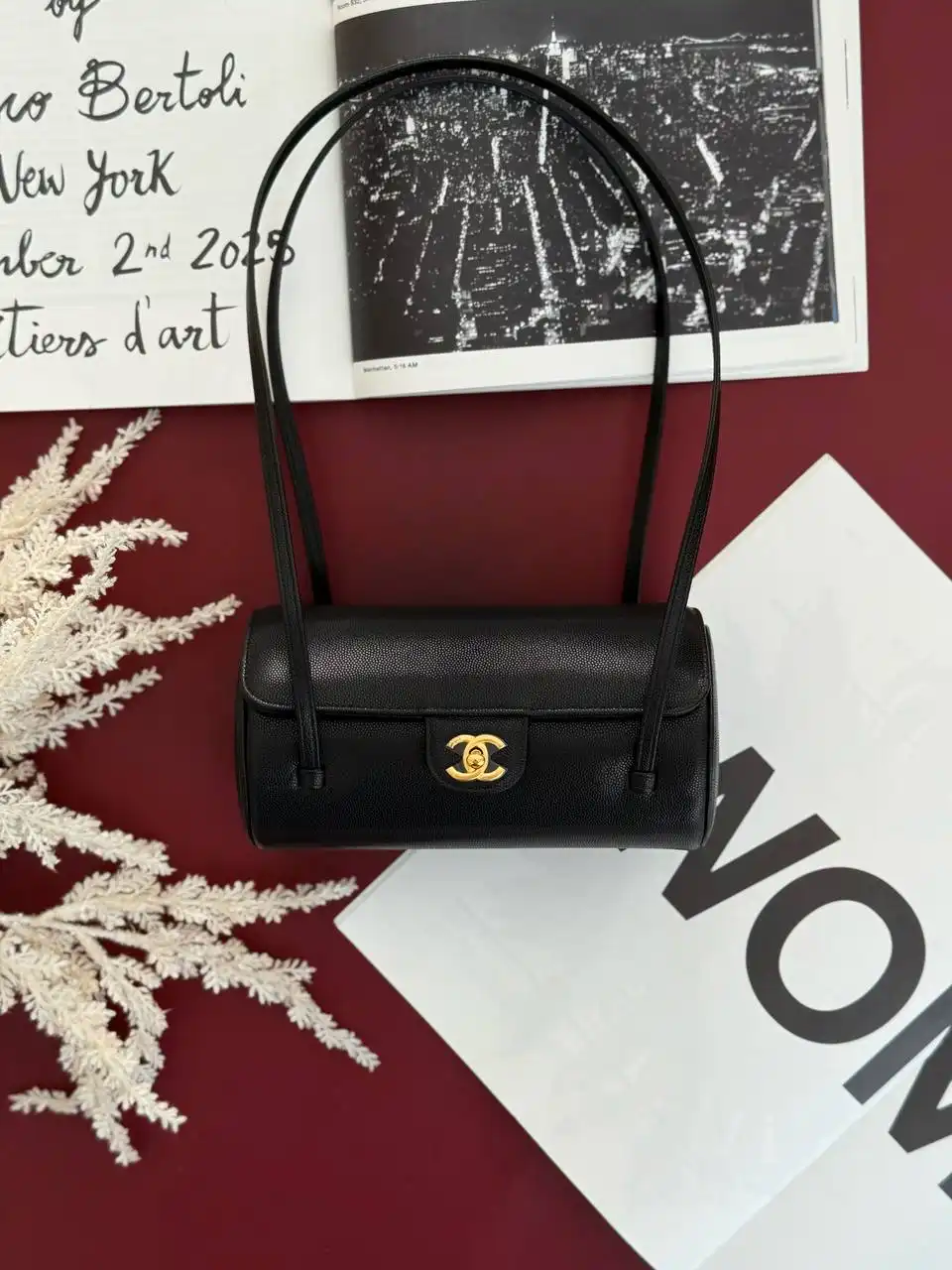 CHANEL Chanel Perppy Bowling Grained Leather Black GHW